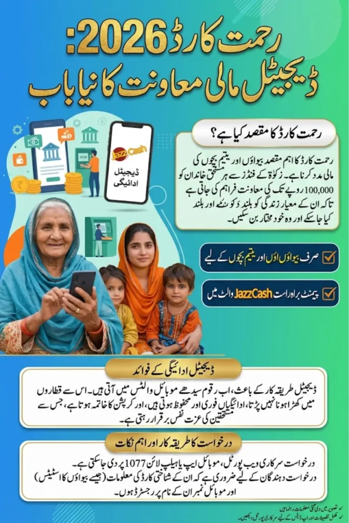 Rehmat Card 2026: JazzCash Zakat Payments for Widows & Orphans