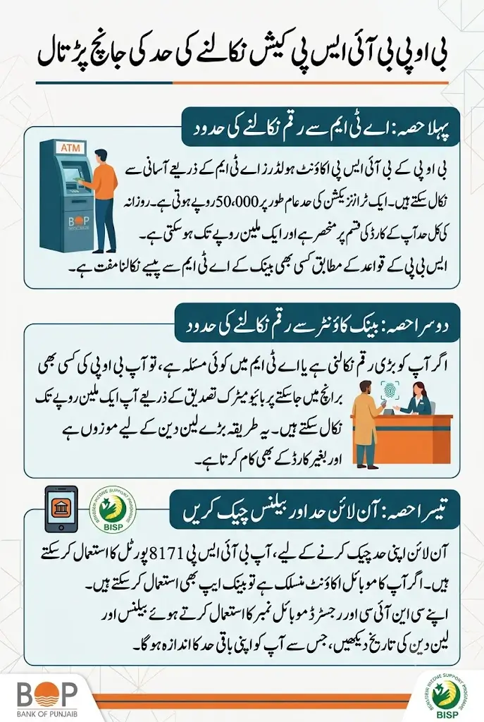 BOP BISP Cash Withdrawal Limit Check Online